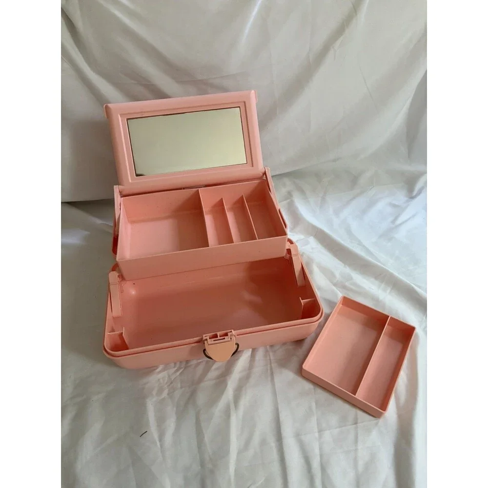 Vintage 90s Pink Caboodles Makeup Jewelry Carrying Case #2425 Organizer Y2K